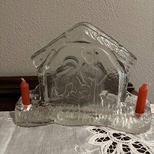 Vintage Crystal Nativity with Candles